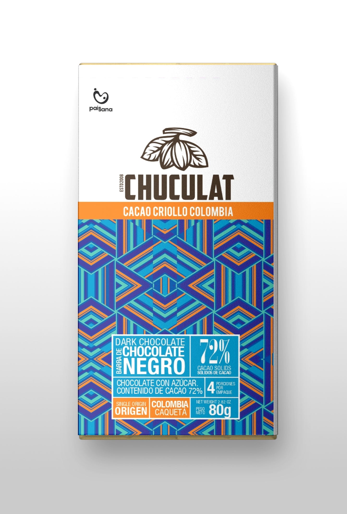 TABLETA DE CHOCOLATE CAQUETÁ 72%