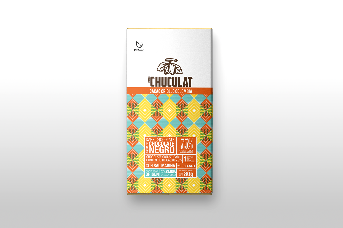TABLETA DE CHOCOLATE CON SAL MARINA CESAR 75%