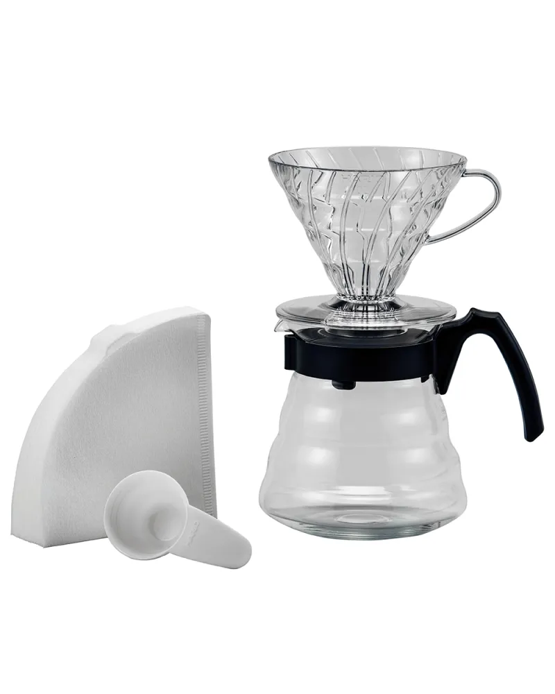 KIT HARIO V60 DRIPPER 02 PLÁSTICO COLOR NEGRO