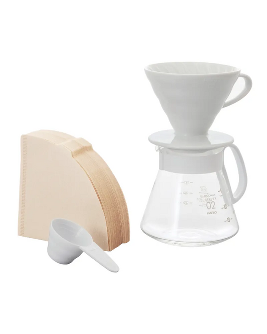 KIT HARIO V60 02 DRIPPER CERÁMICA COLOR BLANCO