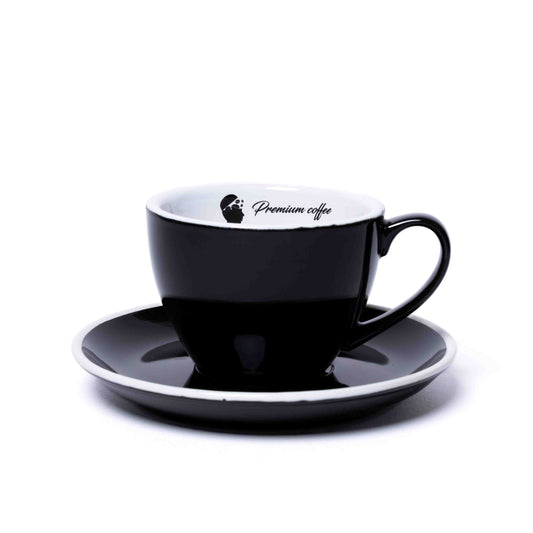 TAZA Y PLATO COLOR NEGRO 180ML