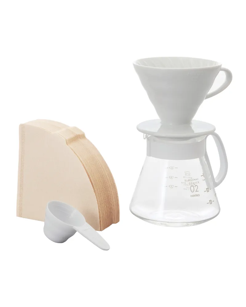 KIT HARIO V60 02 DRIPPER CERÁMICA COLOR BLANCO